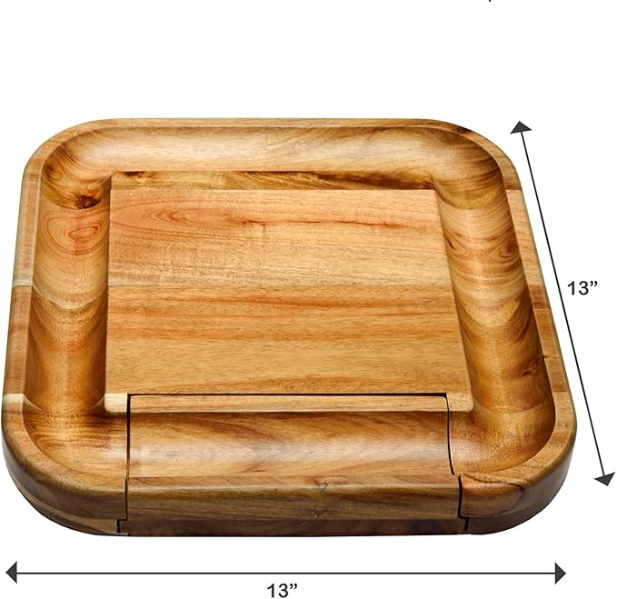 Picnic at Ascot Personalized Engraved Acacia Cheese/Charcuterie Cutting Board with Knife Set & Cheese Markers- Designed & Quality Checked USA