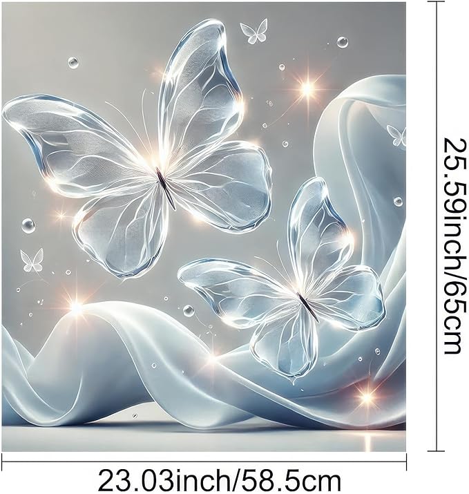 BlissYard Butterfly Dishwasher Magnet Cover 23x26 Inch Floating Crystal Butterfly Design Magnetic Dishwasher Cover Butterfly Kitchen Decor Refrigerator Magnet Sticker Appliance Cover Protector