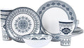 Melamine Dinnerware Set for 4-16 Pcs:Camping Dishes Set with Dinner Plates,Salad Plates, Bowls and Cups.Lightweight and Unbreakable.Indoor and Outdoor Use.