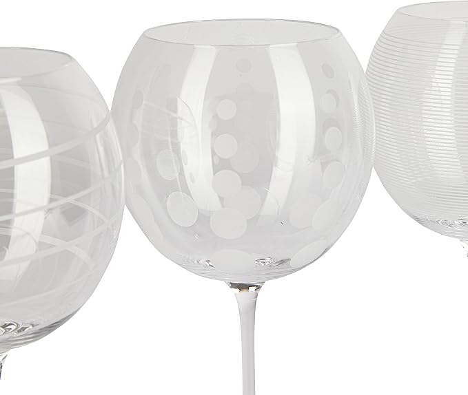 MIKASA 5159316 Cheers Set of 4 Crystal Balloon Gin Glasses, Silver