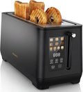 4 Slice Toaster, Long Slot Touch Screen Retro Toaster with Digital Countdown, Extra-Wide Slots for Bagels & Artisan Bread, 6 Browning Levels, 5 Bread Modes, Defrost Reheat Cancel, Stainless Steel