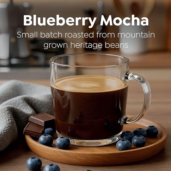 Intelligent Blends Blueberry Mocha Flavored Coffee Pods, 16 ct, Medium Roast Single Serve Pods – 100% Arabica Coffee, Compatible with Keurig K Cups Maker
