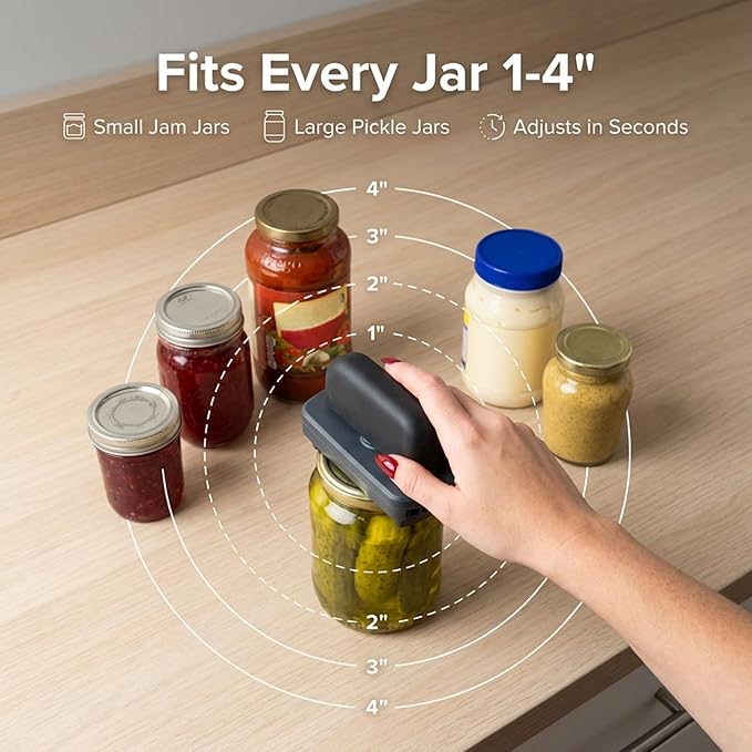 Jokari Easy Grip Adjustable Jar Opener to Open Jars with Lids of Virtually Any Size. Perfect Kitchen Gadget Accessory So Anyone With Arthritis, Weak Grip Strength or Sore Hands Can Twist Tops Easily