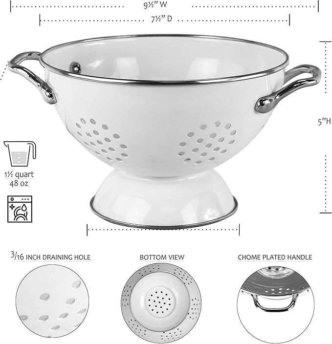 Calypso Basics by Reston Lloyd Powder Coated Enameled Colander, 1.5 Quart, Lemon