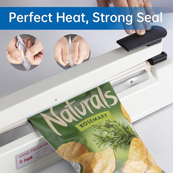 Impulse Heat Sealer with Seal bar, Heavy-Duty Bag Sealing & Cutting Machine, 2 Extra Replacements（Orange, 8inch）
