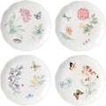 Lenox Dinnerware Set, Butterfly Meadow 4-Piece Dinner Plate Set, Service For 4, Porcelain Dinnerware With Scalloped Rim, Microwave And Dishwasher Safe, Dish sets, Home And Kitchen (Assorted, 4 Pieces)