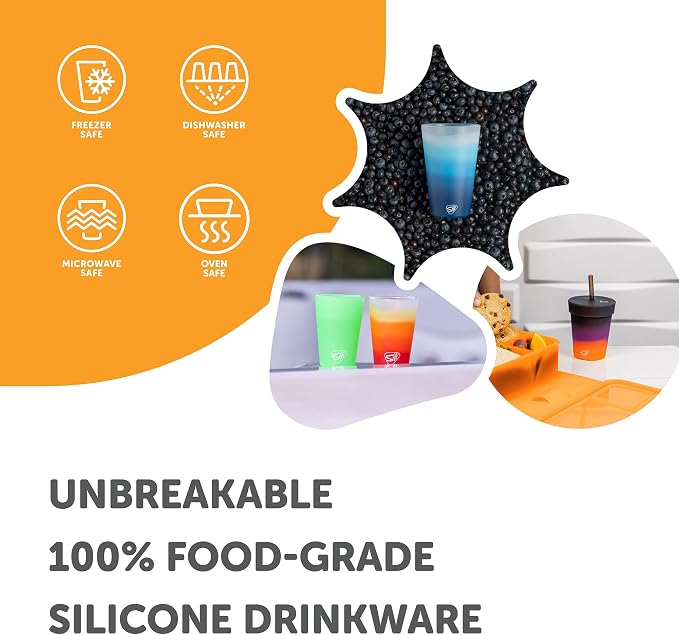 Silipint 1.5oz Silicone Shot Glasses – Pack of 2 Unbreakable, BPA-Free, Non-Toxic, Dishwasher & Freezer Safe Cups – Colored Shot Glasses for Cold Beverages, Cocktails, Travel, Party (Blizzard)