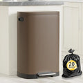 KdbK 13 Gallon Trash Can with Lid, 50L Fingerprint Proof Stainless Steel Kitchen Trash Can with Removable Inner Bucket and Lid Soft Close, Pedal Rubbish Bin for Home Office, Brown