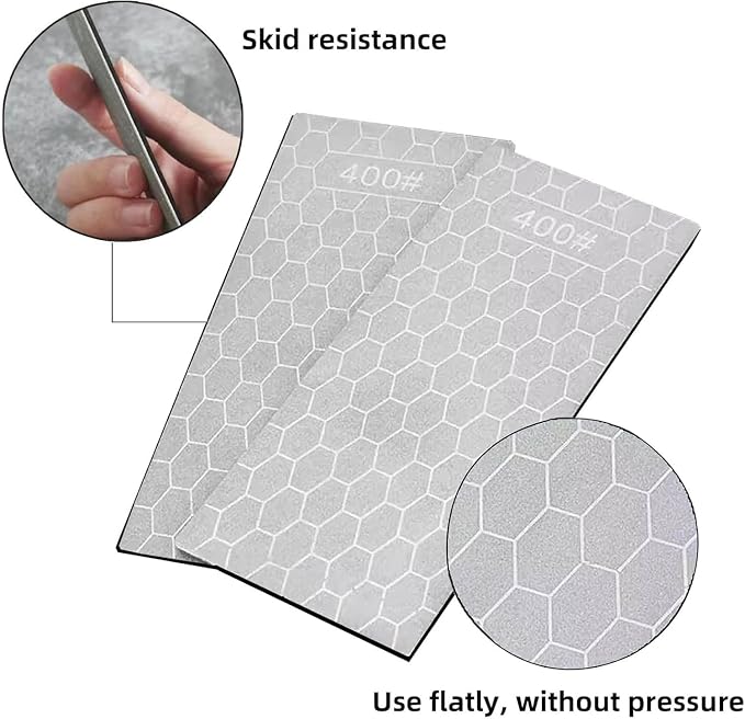6 PCS Diamond Sharpening Plate with Honeycomb Surface Plate for Scissors Knives Outdoor Tools From Coarse to Extra Fine 400/600/800/1000/1200/2000 Grit