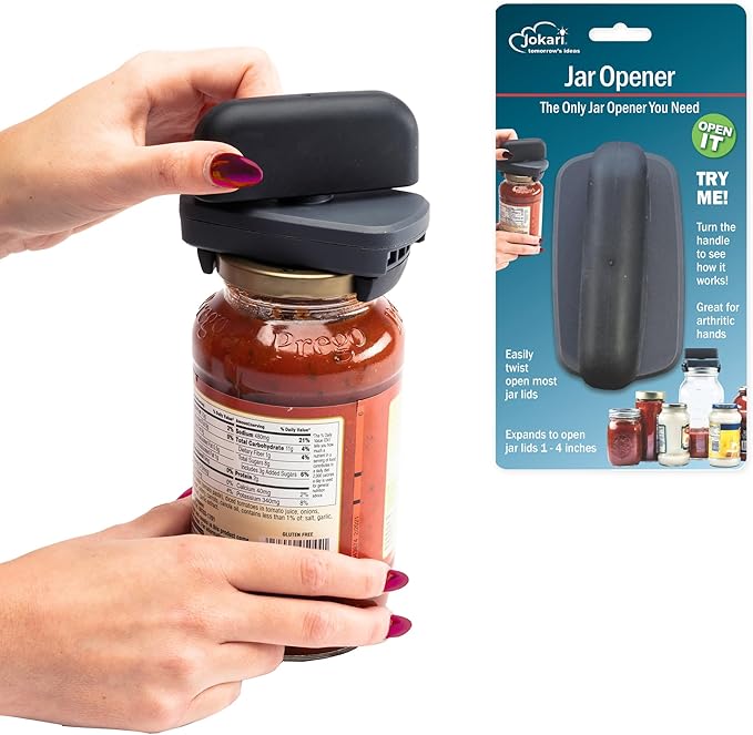 Jokari Easy Grip Adjustable Jar Opener to Open Jars with Lids of Virtually Any Size. Perfect Kitchen Gadget Accessory So Anyone With Arthritis, Weak Grip Strength or Sore Hands Can Twist Tops Easily