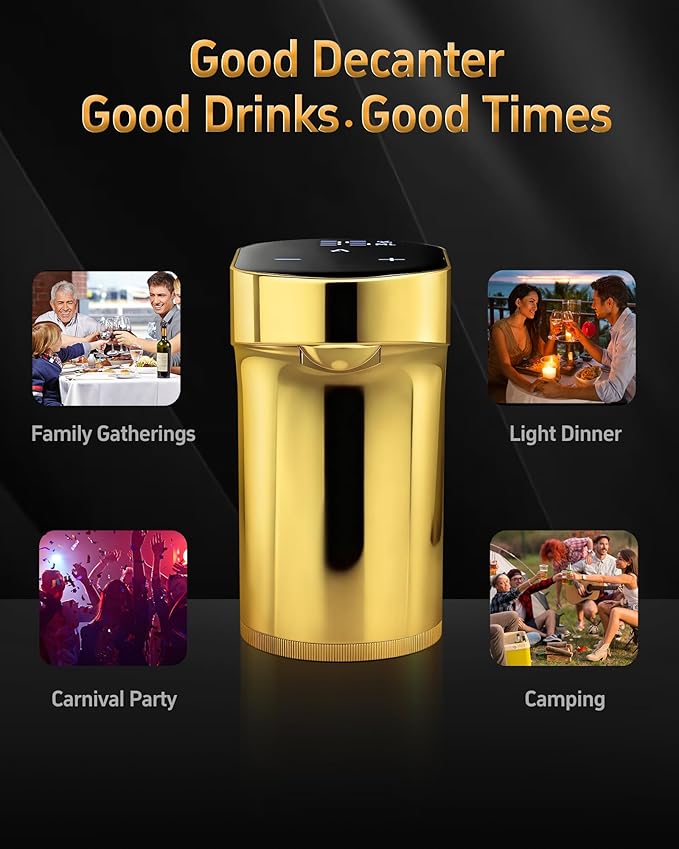 Mothers Day Gift Essential,5-in-1 Electric Wine Decanter & Smart Liquor Dispenser,Automatic Aerator&Pourer with 1-999ml Precision Dosing | Gift for Mom,Women,Dad,Wine&Whiskey Lovers,Birthday(Gold)