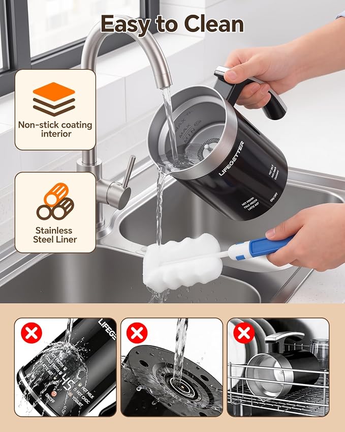 Milk Frother and Steamer 6-in-1 Electric Milk Frother 420ml/14.2oz Automatic Hot and Cold Foam Maker with Temp Contro Milk Warmer for Latte Cappuccino Macchiato Hot Chocolate Yogurt