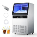 VEVOR Commercial Ice Maker Machine, 130Lbs/24H with 33Lbs Storage, 45 Cubes per Cycle, Stainless Steel Freestanding & Under Counter Ice Maker with LED Display & Self-Cleaning, for Home Bar Restaurant