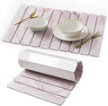 Stone Drying Mat for Kitchen Counter, Quick Diatomaceous Earth Mats for Dishes, 23.6"L x 15.7" W Super Absorbent Fast-Drying Collapsible Countertop Stone Mat (Marble White-07, 24" x 16")