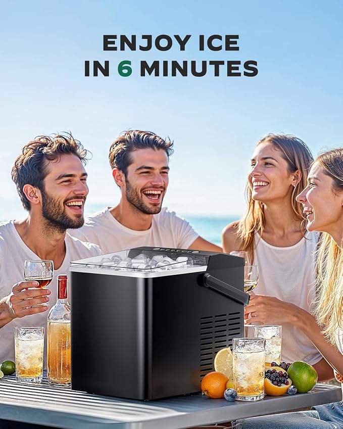 Ice Maker Countertops, Portable Ice Maker Machine with Self-Cleaning 1.8L Water Tank Large Ice Basket, Ice Makers Produces 9 Ice Cubes in Just 6 Minutes Ideal for Home Kitchens and RVs