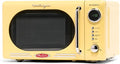 Nostalgia Retro Compact Countertop Microwave Oven - 0.7 Cu. Ft. - 700-Watts with LED Digital Display - Child Lock - Easy Clean Interior - Yellow