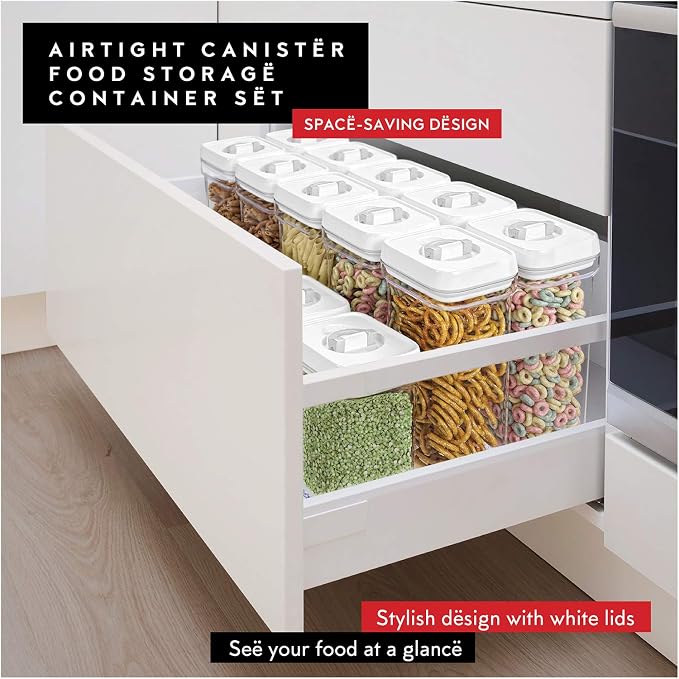 DWËLLZA KITCHEN Pasta Storage Containers for Pantry - Set of 2 White Airtight Spaghetti Container Storage - Ideal for Spaghetti & Noodles, Kitchen Pantry Organization and Storage, Keeps Food Fresh