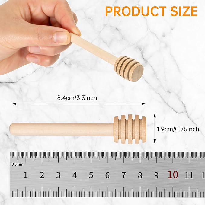 100Pcs 3 inch Honey Dipper Sticks - Wooden Honey Dipper, 3 Inch Mini Honeycomb Stick, Honey Stirrer Stick for Honey Jar Dispense Drizzle Honey and Wedding Party Present