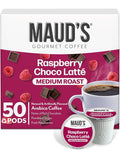 Maud's Raspberry Chocolate Flavored Coffee Pods, 50 ct, Medium Roast Flavored Coffee in Single Serve Pods – 100% Arabica Beans, Compatible with Keurig K Cups Maker