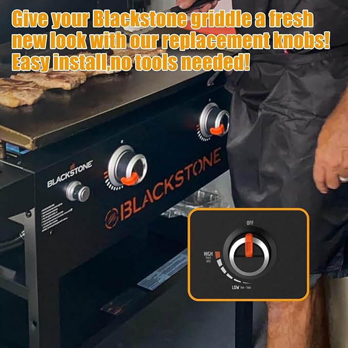 Gas Griddle Grill Orange Knobs Replacement for Blackstone 1666 1517 1554 1825 1836 Gas Griddle Knobs Walmart Knobs, 2 Burner Control Knob for Blackstone 17" 22" 28" 36" Griddle Accessories, 2 Pack