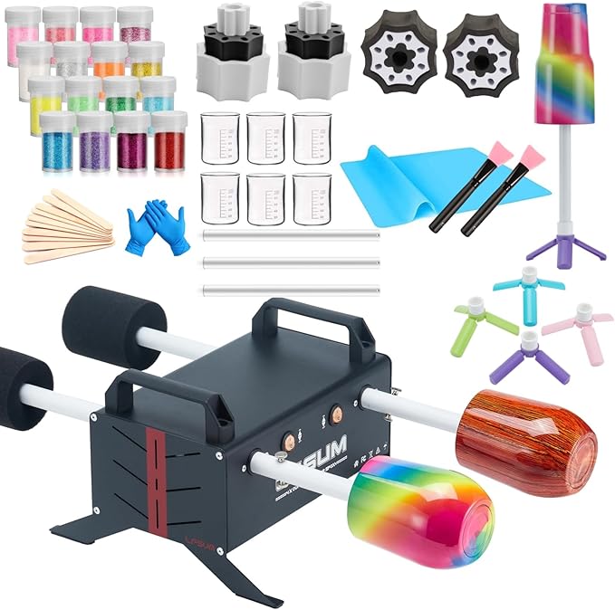 LFSUM 4X Cup Turner for Crafts Tumbler,Tumbler Cup Spinner,Glitter Powder,Epoxy Resin kit for Tumblers for Beginners with Epoxy and Heat (4X-Cup-Black)