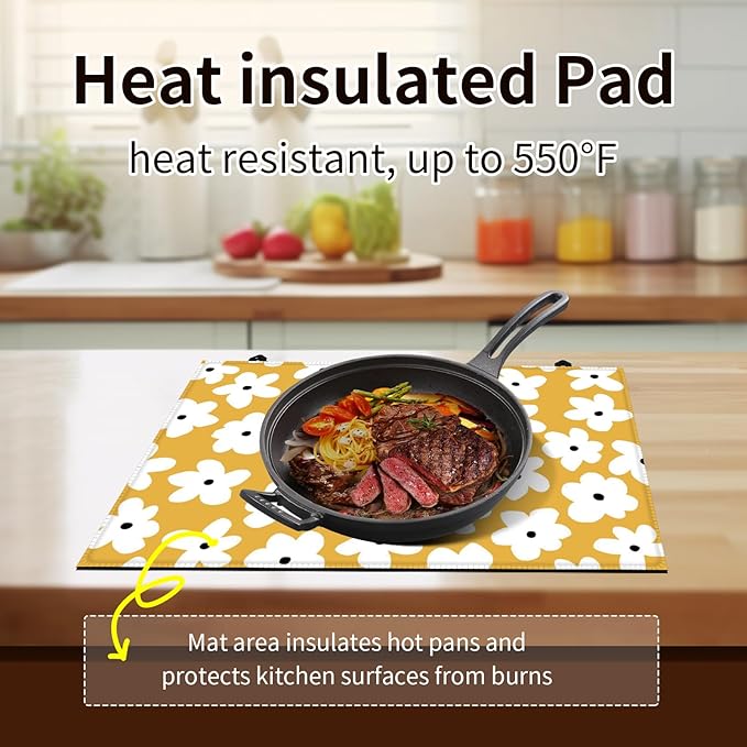 Decorative Electric Stove Top Covers, Heat Resistant Silicone Stove Cover Mat, Stove Top Protectors for Electric Flat Glass Stoves, Adds Extra Counter Space for Small Kitchens and Apartments