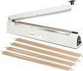 Impulse Heat Sealer with 20-Inch Sealing Bar: Heavy-Duty Bag Sealer with Extra Cutting Blade (White)