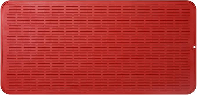 MicoYang Silicone Dish Drying Mat for Multiple Usage,Easy clean,Eco-friendly,Heat-resistant Silicone Mat for Kitchen Counter or Sink,Refrigerator or Drawer Liner Red 5XL 36inches x 18inches