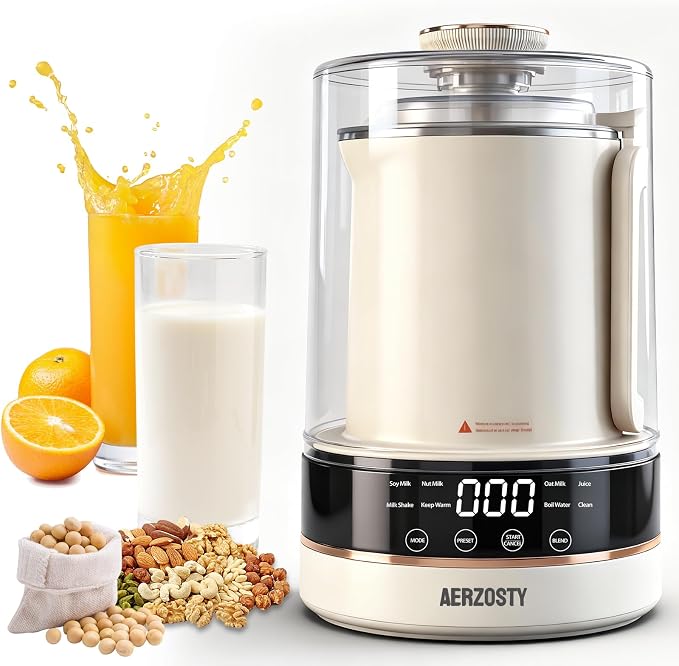 10 in 1 Nut Milk Maker Machine, 40oz/1.2L Soy Milk Maker with Auto Clean/24H Delay/Keep Warm/Boil Water, Almond Milk Maker for Homemade Oat, Juice, Milk Shakes, Plant Based Beverages (Beige)