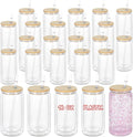 16 Oz Acrylic Snowglobe Tumbler, 25 Pack Pre-Drilled Double Wall Plastic Clear Cup for Glitter Snow Globe Diy, Double Wall Plastic Snowglobe Cup with Bamboo Lid