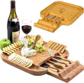 Picnic at Ascot Personalized Monogrammed Engraved Bamboo Cutting Board for Cheese & Charcuterie with Knife Set & Cheese Markers- Designed & Quality Checked in USA