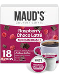 Maud's Raspberry Chocolate Flavored Coffee Pods, 18 ct, Medium Roast Flavored Coffee in Single Serve Pods – 100% Arabica Beans, Compatible with Keurig K Cups Maker