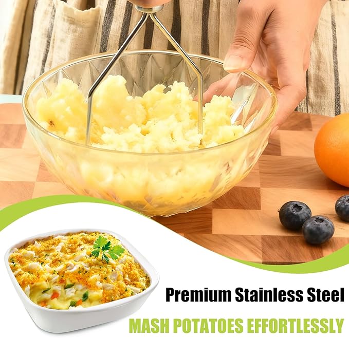 Potato Ricer Set,Heavy Duty Stainless Steel Potato Masher and Ricer for Mashed Potatoes,Vegetables, Professional Kitchen Tool, Press, Large Masher, Press and Mash for Baby Food, Fruit Juices
