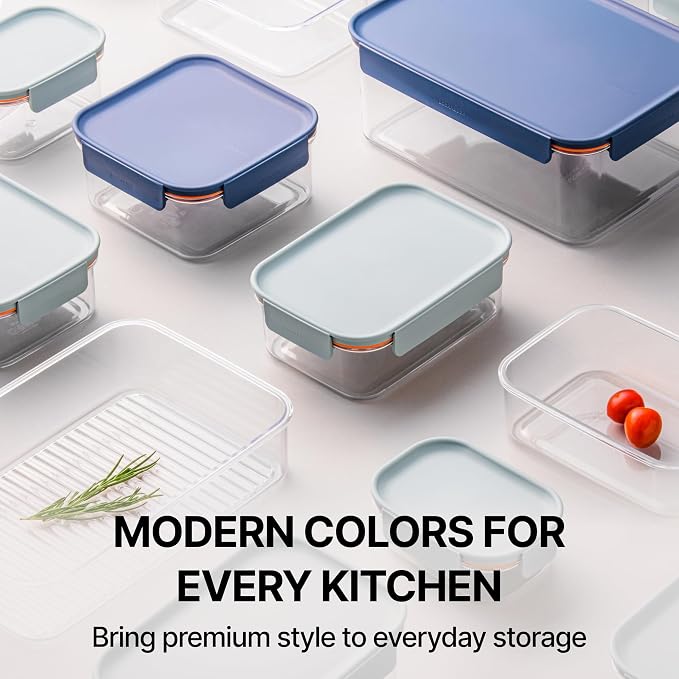 LocknLock Tritan Plastic Bisfree Modular Plus Food Storage Container Set, 8 set (4 containers & 4 Lids)- Navy