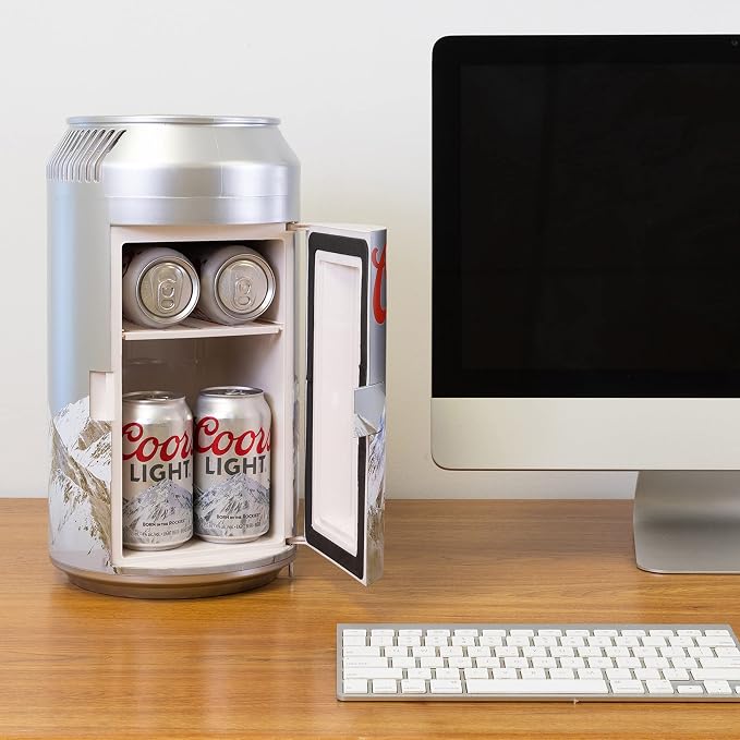 Koolatron Coors Light Mini Fridge - Refrigerator for Bedroom Office, Portable Table Top Beverage Cooler, 12V 110V Refrigerador For Drinks, Soda, Wines, Use In Car, Dorm, Outdoor, 8 Can