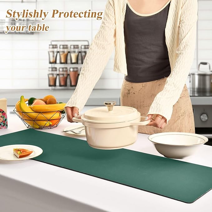 Hunter Green Trivet Table Runner for Hot Pots Pans Heat Resistance Pot Holders Anti-Slip Hot Pad Mats 11.8 * 39.4 Inches