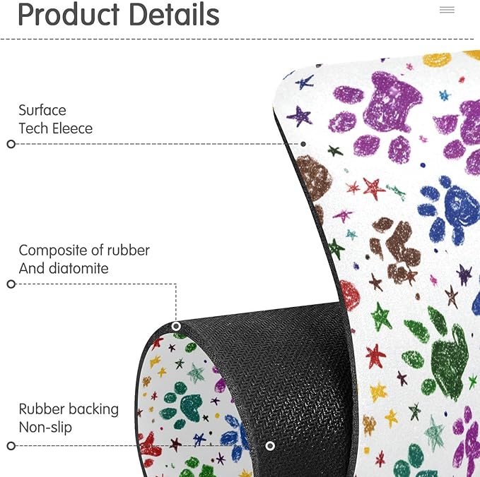 Kitchen Sink Splash Guard 2 PCS 30 Inch Sink Faucet Mat Splash Guard for Bathroom Countertop Water Absorbent Foldable Cuttable Soft Washable Paw Prints and Stars