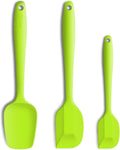 Silicone Spatula 3‑Piece Set Heat Resistant 600°F Non‑Stick Rubber Spatulas with Stainless Steel Core ALLWIN HOUSEWARE Large Spatula, Spoonula & Mini Spatula for Cooking & Baking, Green