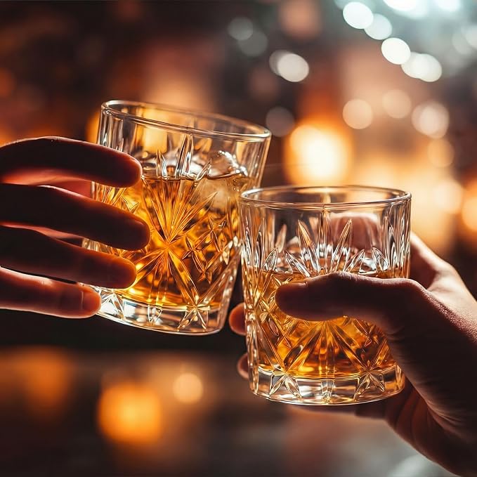 12 Pcs Old Fashioned Whiskey Glasses 8 oz Elegant Crystal Whiskey Glasses Bourbon Cocktail Rocks Glass for Bourbon Scotch Liquor Cocktails Barware Men Gifts