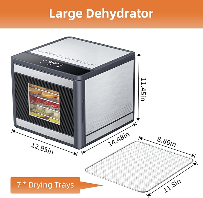 Food Dehydrator Machine for Jerky Beef: TINANA Stainless Steel Food Dryer for Meat - Digital Food Dehydrater for Fruit Herbs