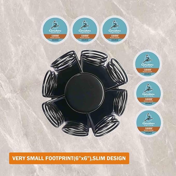 K Cup Holder-Coffee Pod Holder Organizer for 40 K-Cup Pods with 360° Smooth Rotation and Heavy-Duty Base, Space-Saving Storage for Coffee Stations & Kitchen Countertops, No Assembly Required, Black