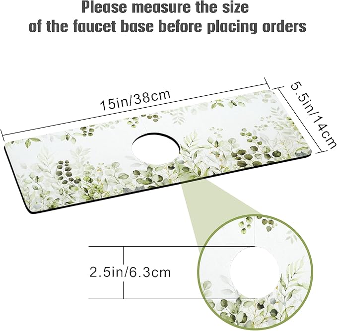 Sink Faucet Absorbing Mat, 2 Pack Drying Mat Around Faucet Sink Splash Guard Behind Faucet Sinkmat For Kitchen Bathroom Island Rv 15 * 5.5 Inch (38 * 14 cm)
