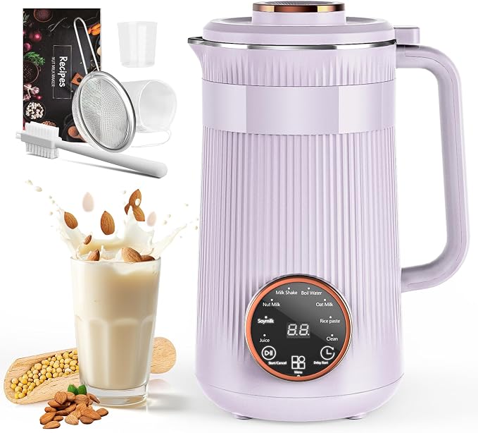 Nut Milk Maker Machine, 35oz Homemade Soy, Almond, Oat, Coconut, Plant Based and Non Dairy Beverages, 8 in 1 Automatic Soybean Machine With 12H Delay Start/Keep Warm/Boil Water