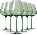 Physkoa Sage Green Wine Glasses Set of 6-18oz, Long Stem, Universal Size for White and Red Wine - Cool Green Table Decorate for Wedding Deco