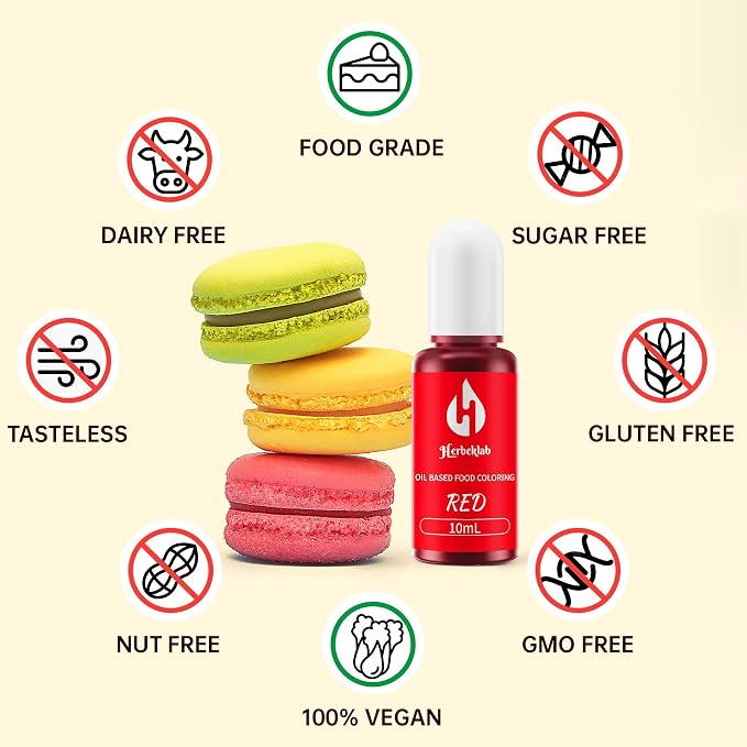 Oil Based Food Coloring for Chocolate 6 Colors x 10 ml Concentrated Oil Food Dye for Melting Chocolate, Candy Melts, Cake Pops, Strawberries - 6 Colors hot