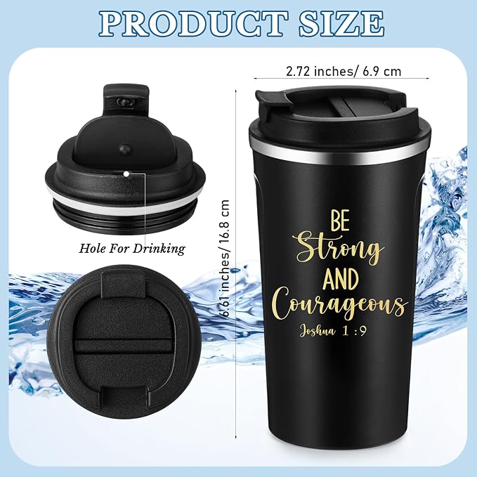 Meanplan 10 Set Fathers Day Christian Gift Bible Verse Tumbler 17oz Coffee Cup Religious Gifts Bulk Christian Tumblers for Men Church Member Sunday School Teacher Gifts Cna Week (Black, Bible Theme)