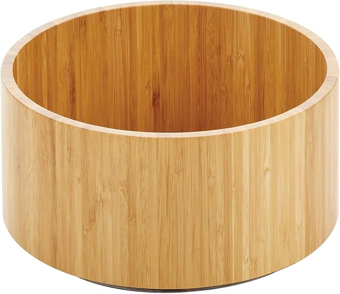mDesign Lazy Susan Turntable Bamboo Spinner for Kitchen Cabinet, Pantry, Fridge, Cupboards, or Counter, Fully Rotating Organizer for Food, Spices, or Condiments, 9" Round, Echo Collection, Natural/Tan