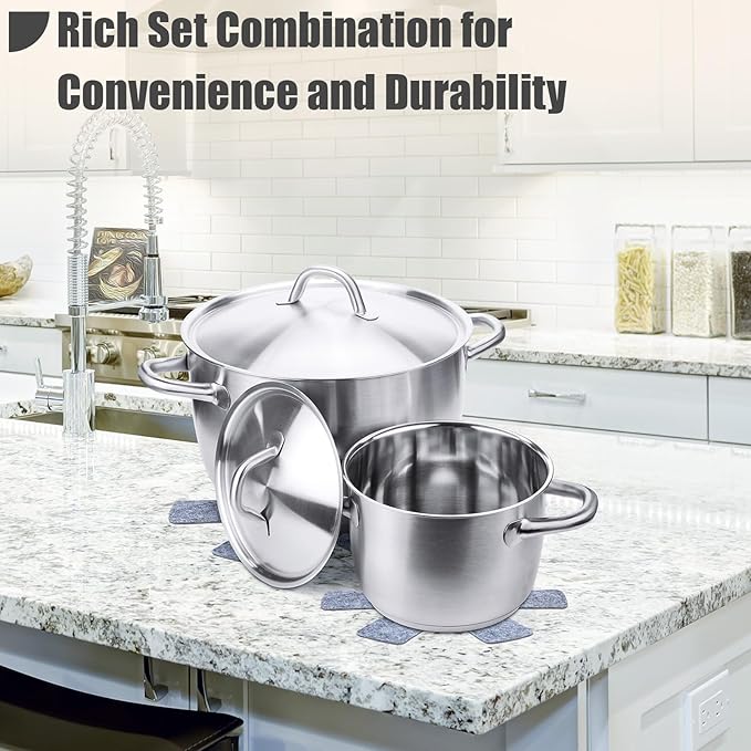Funnymoom 24 Pack 3 Sizes & 2 Different Shape Pot and Pan Protectors Cookware Protector Pot Dividers, Stacking Separators Pads for Bakeware/pots/pan/Dish, Shape of Cross and Pozidriv(Pure Gray)