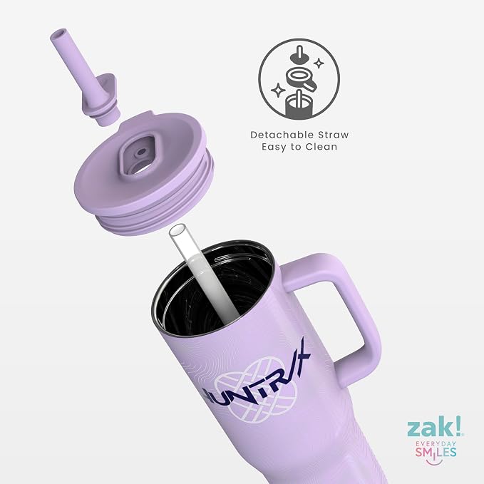 Zak Designs KPop Demon Hunters Sutton Travel Tumbler for On the Go, 30oz Stainless Steel with Vacuum Insulation, Silicone Straw, and Carry Handle for Cold Drinks (Huntrix)