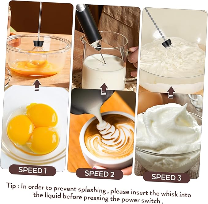 Alipis Milk Frother Electric Cappuccino Maker Handheld Mixer for Matcha Latte Speeds Usb Charging